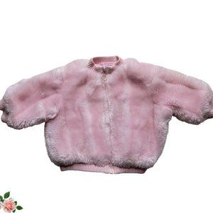Children's Appreal Pink Faux Fur Zip-up Bommer Jacket.  Girl Size 6-9 Months